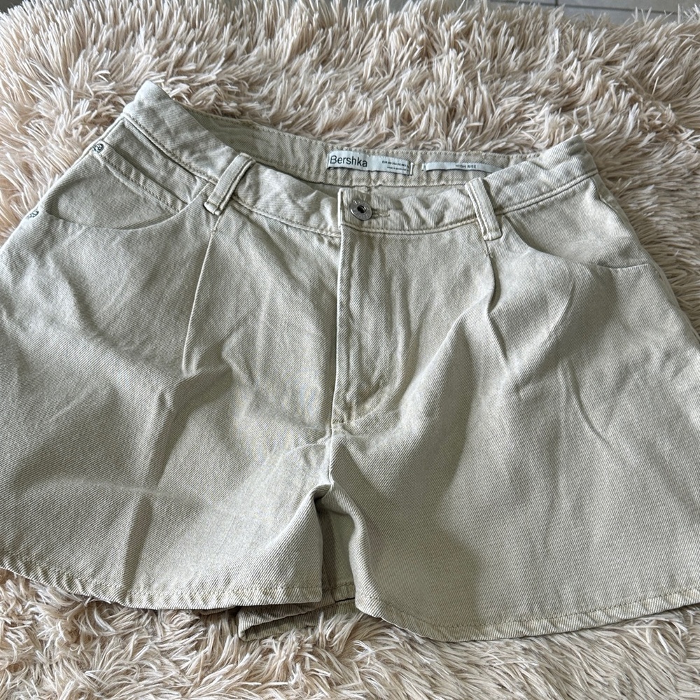 Bershka Women's Beige Jean Shorts